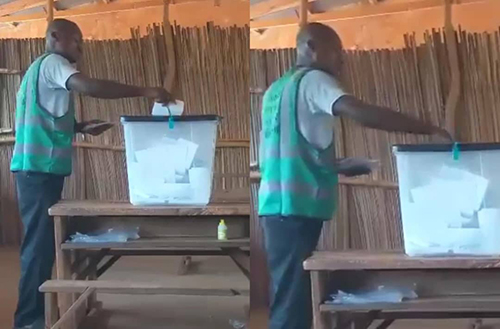 File photo: Man stuffing ballot papers into ballot box in viral video does not work with EC - EC clarifies 