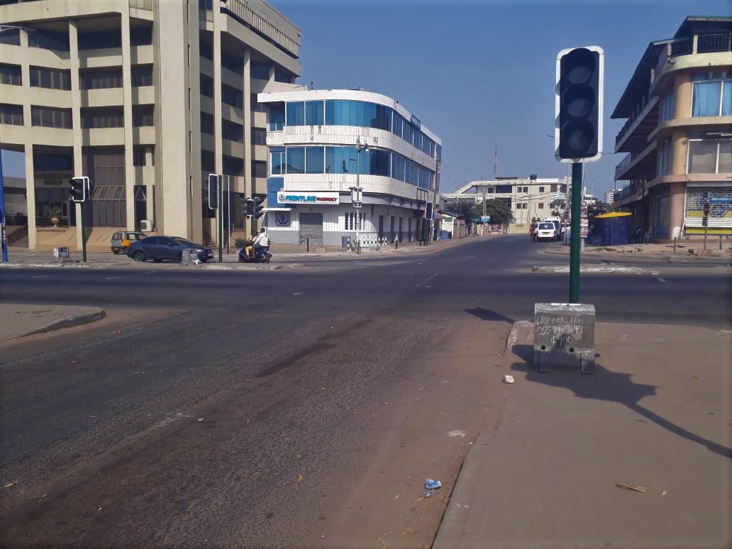 The regular traffic around the central market of Accra is gone on Christmas day