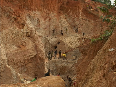 Digging deep into the belly of the earth for precious stones in Ghana.