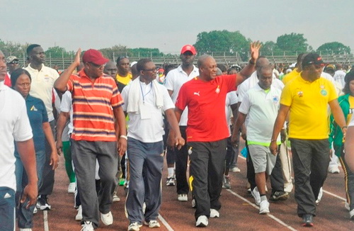 President Mahama acknowledging cheers during the walk.