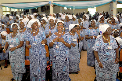 Members of the Ministerâ€™s Spouse Association sing and dancing during the conference and retreat.