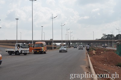 â€¢ A portion of the completed road works at the interchange