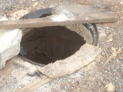 The drains which have been chocked by gravels