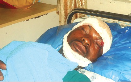 The injured Appiah on his hospital bed.