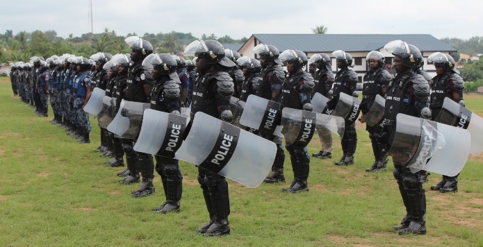 Some police personnel undergoing the anti-terrorism training