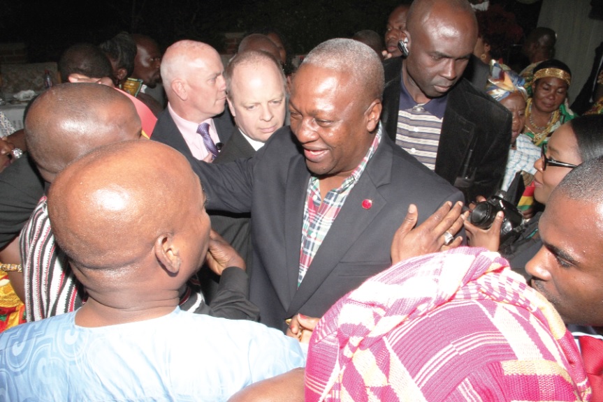 President Mahama receiving cheers after the meeting with the Ghanaian community in UK