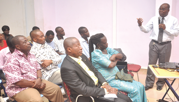 Mr Ernest Nunoo (with microphone), Country Manager of Michael Stevens Consulting, addressing participants. Picture: NII MARTEY BOTCHWAY