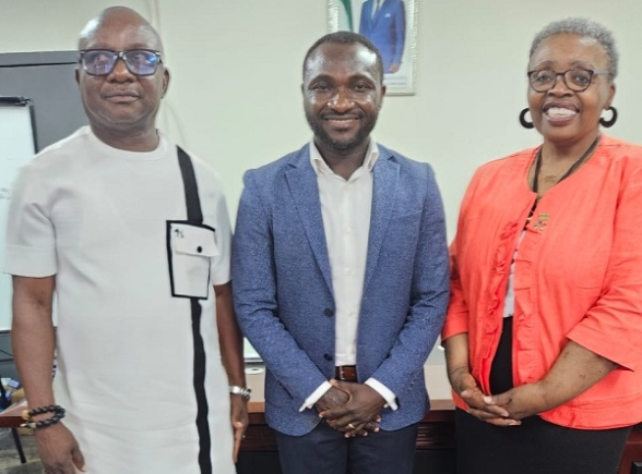 From left, Thomas Abanga, CEO of Abanga Group, Dr.Henry Musa Kpaka(middle),Minister, Agriculture and Food Security, Sierra Leone, and Dr Dorothy Nyambi,(right) President and CEO of MEDA