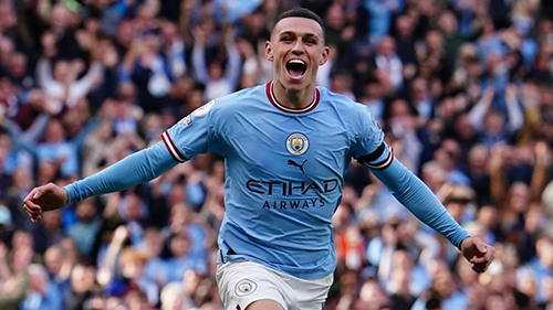 Manchester City's Phil Foden celebrates scoring his side's second goal during the Premier League match between Brighton & Hove Albion and Manchester City at American Express Community Stadium on April 25, 2024 in Brighton Image credit: Getty Images