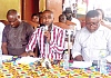 Edward Atobrah Binkley (middle), General Secretary of the Ghana Used Clothing Dealers Association, addressing the press