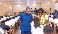  Dr Eric Nkansah (right), Director-General of GES, joined by Rejoice Accolor, Headmistress of Labone Senior High School, observing a candidate writing the examination