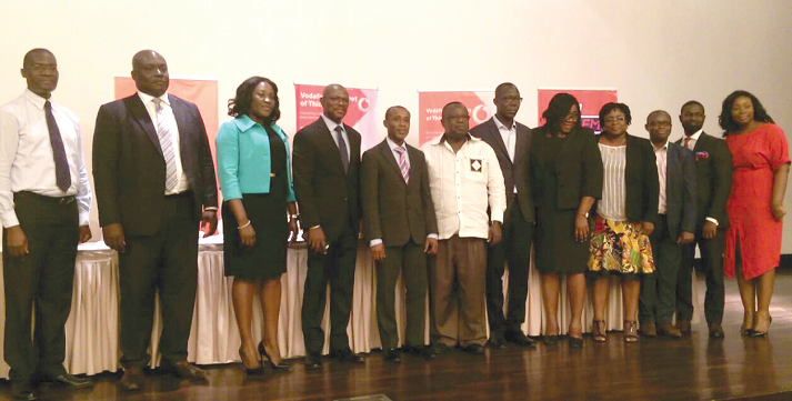 Mr Martha Acquaye (3rd from left) in a group photograph with other speakers at the conference