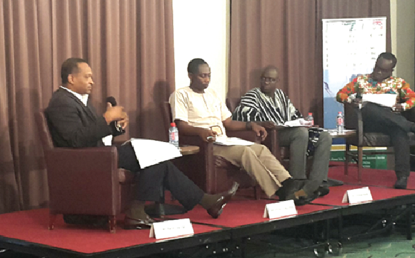 Mr Kweku Awotwi, Mr Ishmael Edjekumhene, Mr Emmanuel Kuyole (from left respectively) shared their opinions on the energy sector manifestos of the political parties