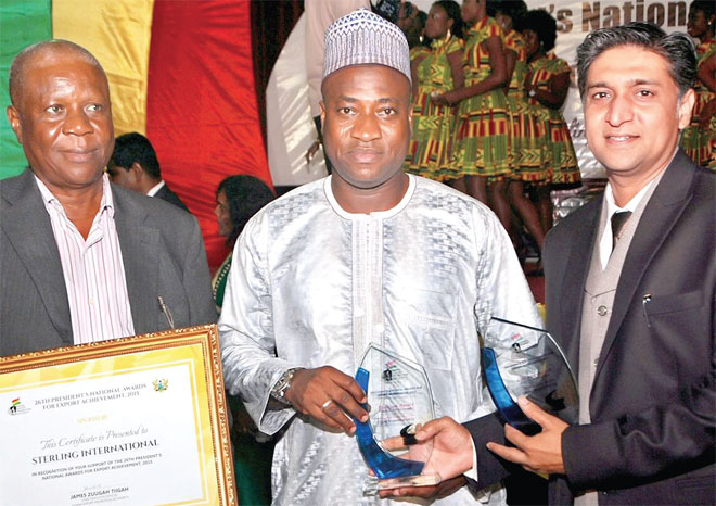 The Platinum awards were presented to Mr Arun Patil (right), Mr Chris-Arcmann Ackummey (left) and Mr Murtala Mohammed, the Deputy Minister of Trade and Industry