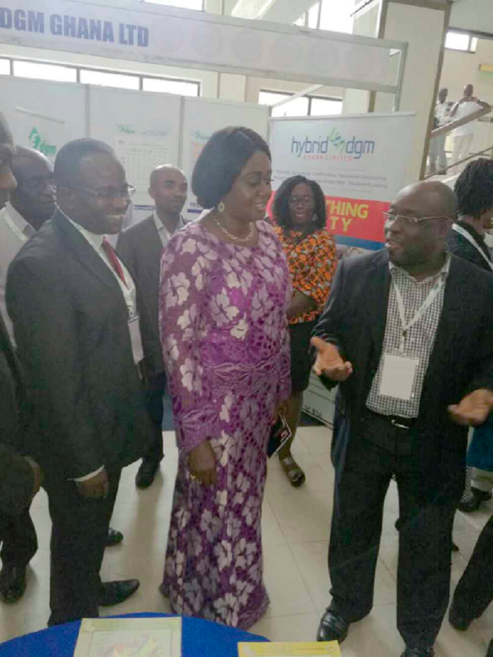 Mrs Barbara Oteng Gyasi, Deputy Minister of Lands and Natural Resources, interacting with Executives of the Chamber