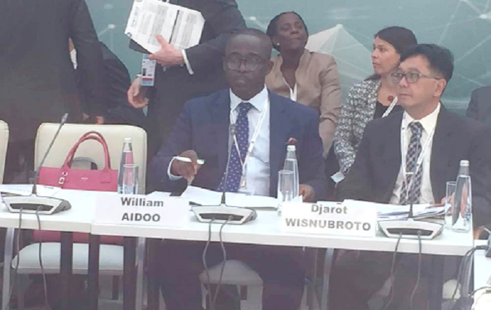 • Mr William Aidoo, Deputy Minister of Energy, contributing to discussions at the 2017 ATOMEXPO round table on nuclear energy.