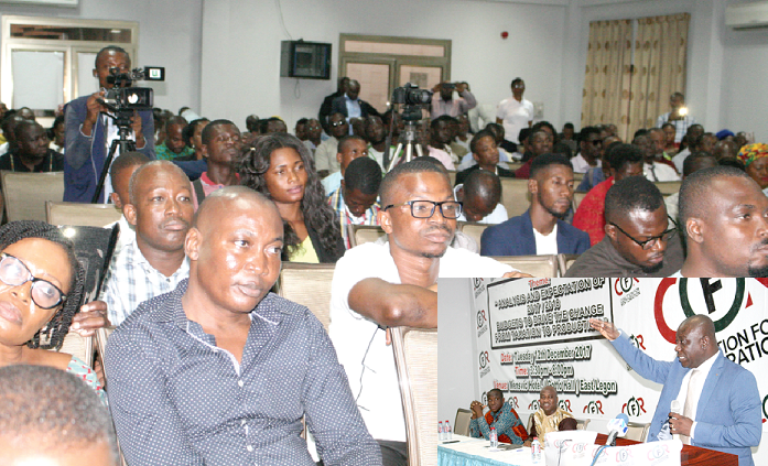 Mr Isaac Adongo, MP, Bolgatanga Central, addressing participants at the lecture in Accra. Picture: Innocent K. Owusu