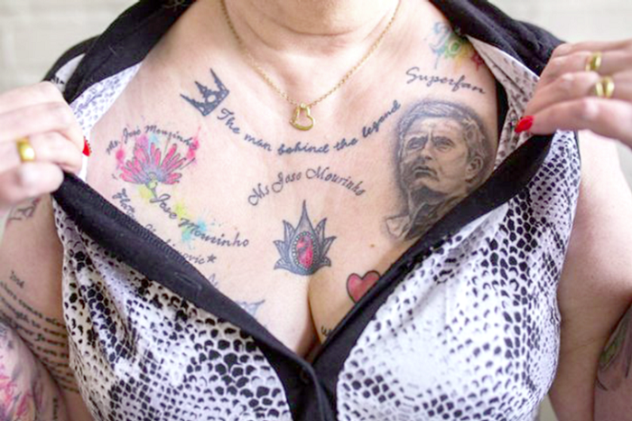 • Some of Mourinho tattoos on her chest