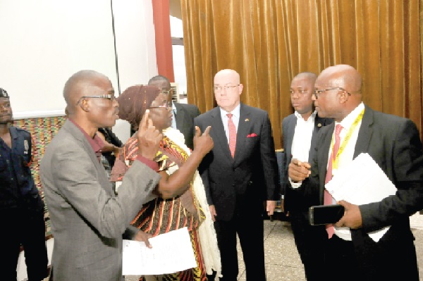 Hajia Alima Mahama (2nd left) interacting with participants in the launching ceremony. Among them is Mr Robert Jackson. Picture: EBOW HANSON