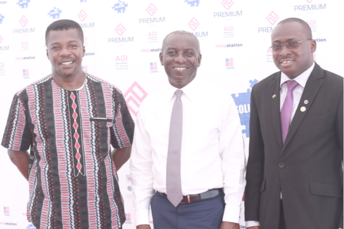 From left to right, Mr Kwame Boadi, MD of inGenius Africa, Mr Kwasi Tumi, MD of Premium Bank and Mr Tsonam Akeloo, Greater Accra Regional Chairman of the AGI.