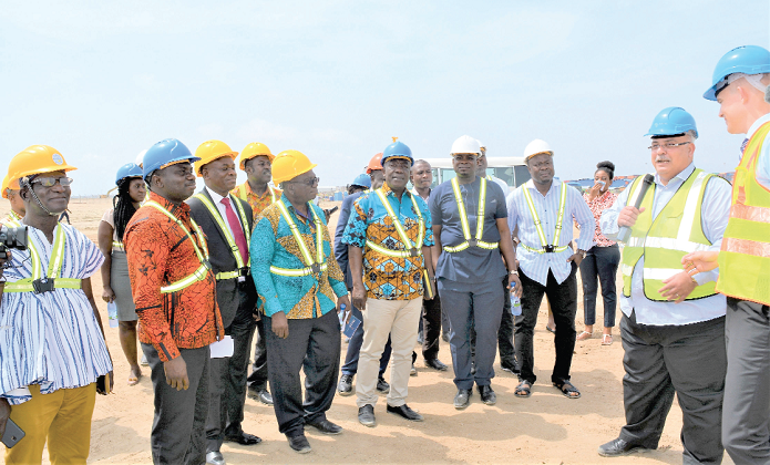 The delegation touring the Tema Shipyard. Picture: DELLA RUSSEL OCLOO