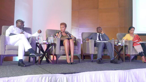 From left Mr Ken Ofori-Atta, Ms Ayesha Bedwei, Dr Osei Asibey and Ms Fatima Ali Mohmmed during the panel discussion