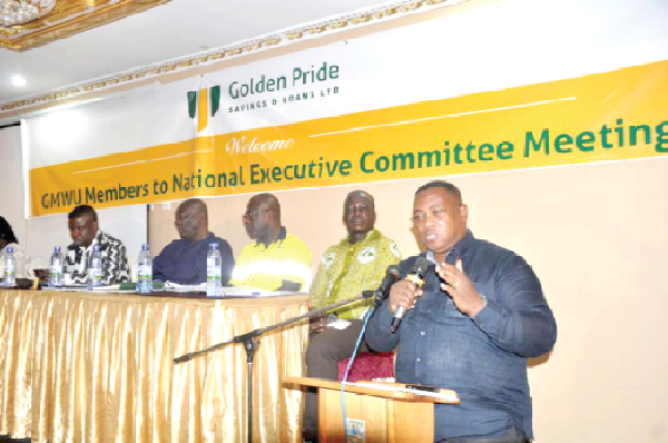 Mr Prince William Ankrah, General Secretary of the Ghana Mineworkers Union speaking at the NEC meeting 