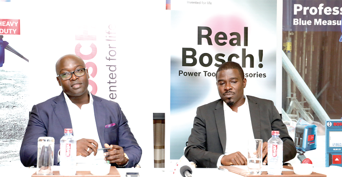  Mr Emmanuel Agyei (right) and Mr Benjamin Ofori adressing the media