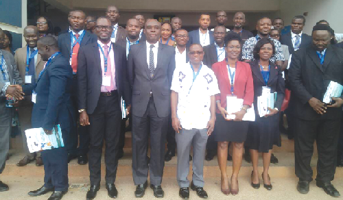 Prof. Abednego Okoe Amartey (arrowed), the Vice Chancellor of the UPSA, with  some participants after the ceremony