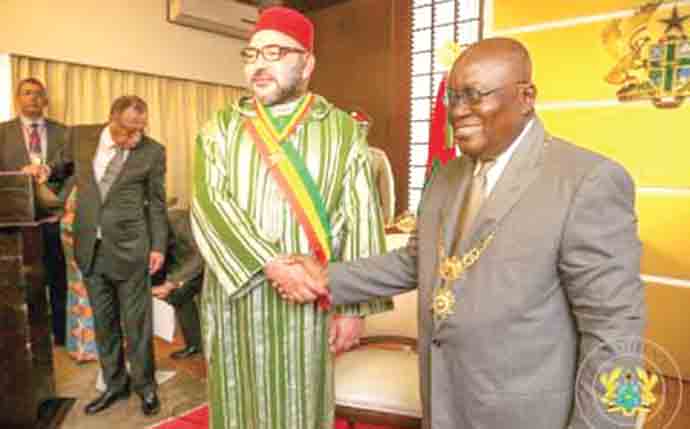 King Mohammed VI of Morocco and President Nana Addo Dankwa Akufo Addo of Ghana in a picture at Ghana's presidency