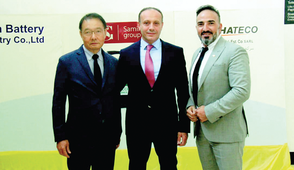 CAPTION: Mr Nazem Karroum (middle) with Mr Addisson Rotrakarn (left) Chairman, Siam Battery Company and Mr Mohammed Ajaje, (right) Director, Hateco Company at the event.