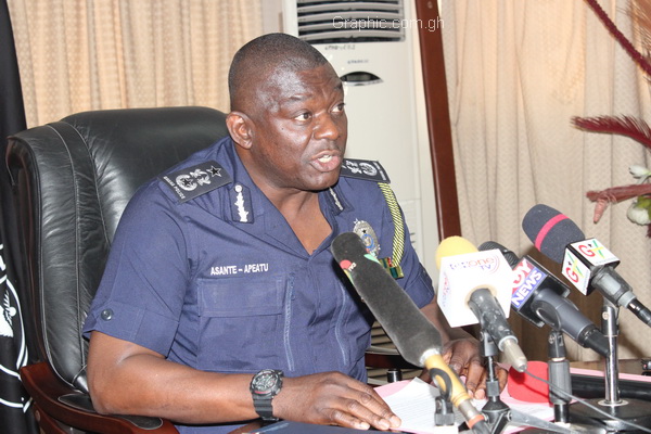 Mr David Asante-Apeatu, the Inspector General of Police (IGP), addressing the press conference.