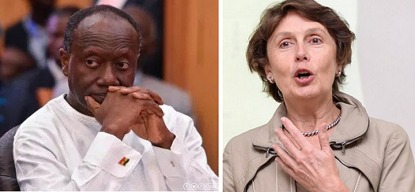 Mr Ken Ofori-Atta, Minister of Finance and Ms Natalia Koliadina, IMF Resident Representative