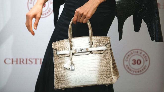 The Himalaya Birkin, complete with white gold and diamond details, fetched a record breaking price at auction