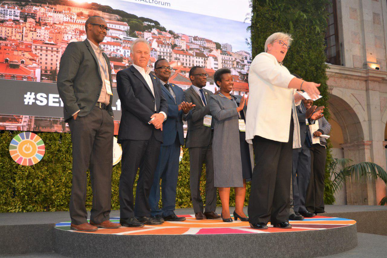 Ms Rachel Kyte (in front) with some governmental leaders on stage during the closing ceremony. PICTURES BY DELLA RUSSEL OCLOO