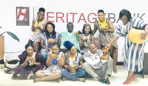 Some staff of the bank dressed in Ghanaian apparels to depict the culture of one of the revered regions in the country