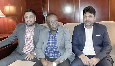 Left to right: Mr Abdulbasit Solanki, Director of 777 Project Development Consultant, Nana Boakye Mensa, Board Chairman of Blaze Investments and Mr Anil Kumar Pillai, Principal Partner of 777 Project Development Consultant.