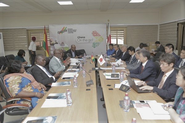 Mr Yofi Grant (3rd left), Chief Executive Officer, Ghana Investment Promotion Centre, delivering his address at the inauguration of the committee.