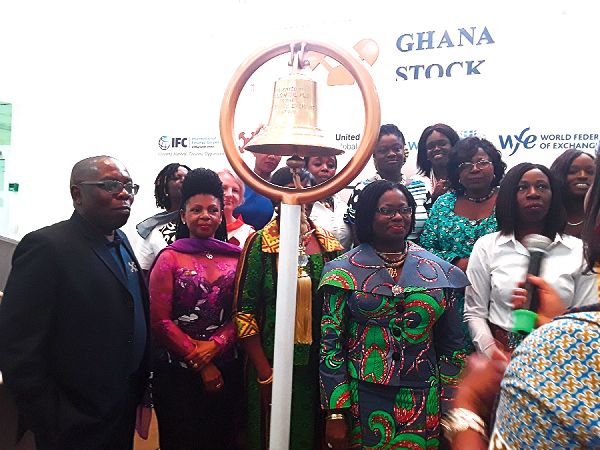 Mrs Elsie Addo Awadzi (2nd right) with other women right advocates at the GSE to mark International Women’s Day.  With them is Mr Kofi Yamoah (left)