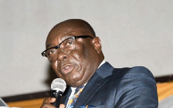 Mr Jude Kofi Arthur, Board Chairman, delivering his statement at the 2018 Annual General Meeting of the GCB Bank. MAIN PICTURE: The shareholders. Pictures: EBOW HANSON