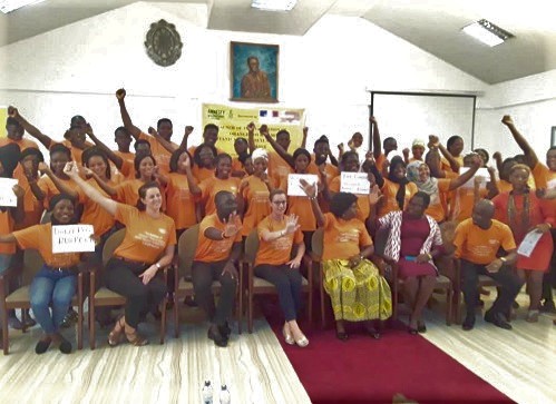 Some of the students trained to campaign against sexual and gender-based violence 