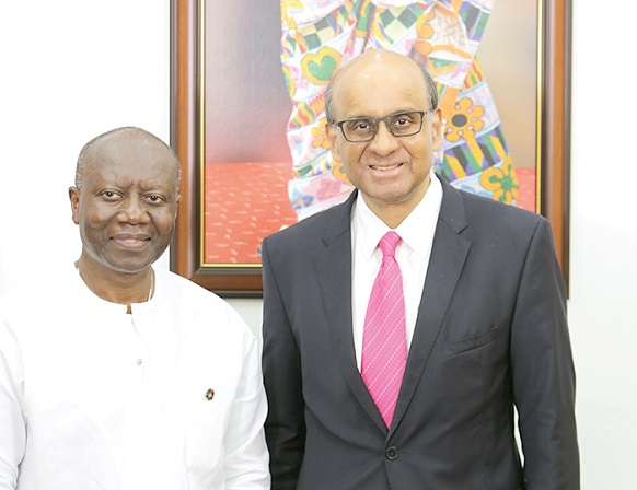 Mr Ken Ofori-Atta (left), with Mr Tharman Shanmugaratnam