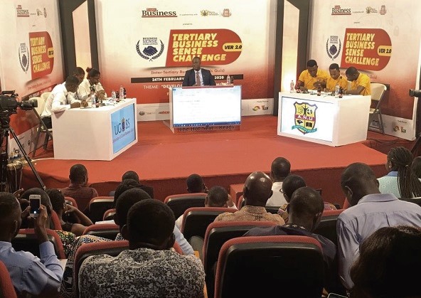 Contestants from the UGBS and All Nations University  battling it out in the first contest of the 2020 TBSC.