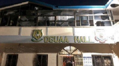 A section of the damaged Oguaa Hall