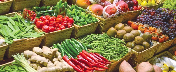 Vegetables on sale in a supermarket