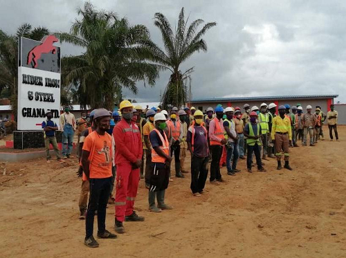  Some workers at the company site in Konongo-Odumasi in the Ashanti-Region