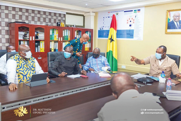 Dr Matthew Opoku Prempeh (right), Minister of Energy, stressing a point during the interaction