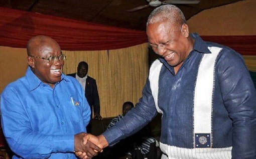 President Akufo-Addo and former President John Mahama in a hearty encounter