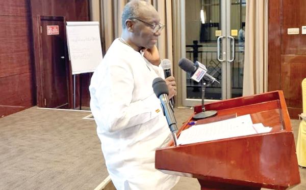  Ken Ofori-Atta, the Finance Minister, addressing members of the AGI