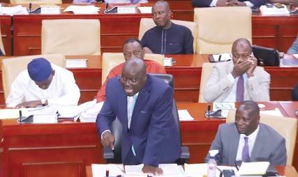 Dr Cassiel Ato Forson, Minority Leader, reacting to the Minister of Finance’s presentation on the Mid-year Budget Review in Parliament. Picture: SAMUEL TEI ADANODr Cassiel Ato Forson, Minority Leader, reacting to the Minister of Finance’s presentation on the Mid-year Budget Review in Parliament. Picture: SAMUEL TEI ADANO